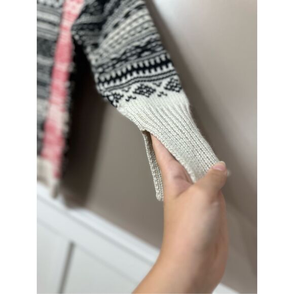 NWOT (nude) Fair Isle Alpaca Wool Blend Fisherman Core Shoulder Zip Knit Sweater - Picture 5 of 11